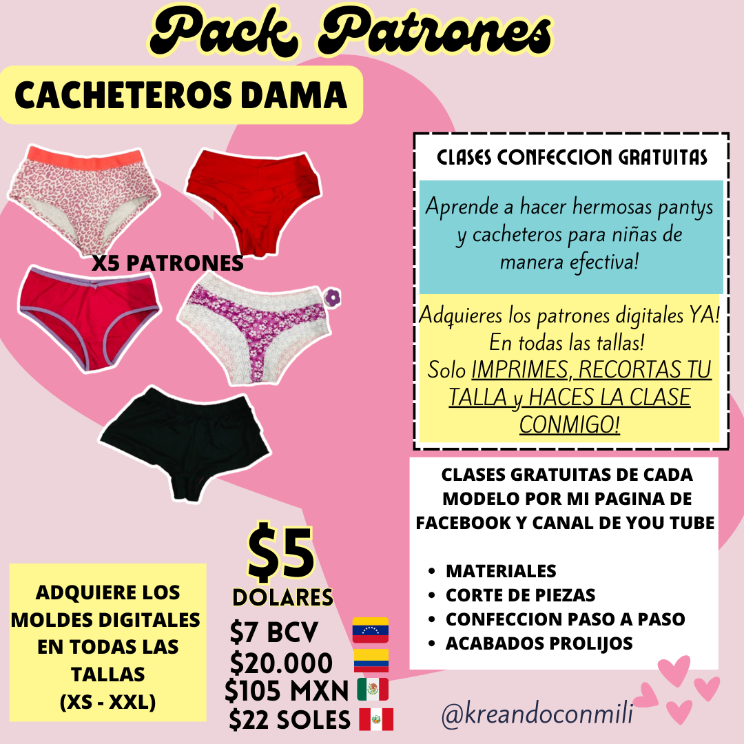 Pack de patrones CACHETEROS DAMA