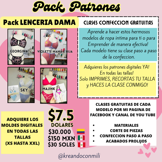 Pack de patrones SET LENCERIA DAMA