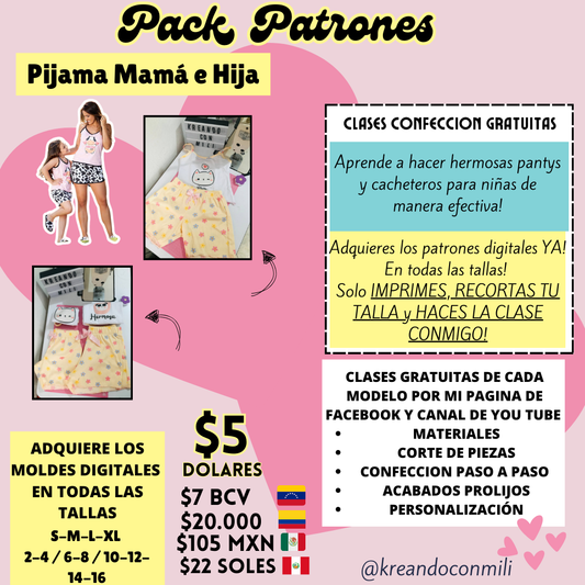 ce PATRONES DIGITALES: PIJAMAS MAMÁ E HIJA