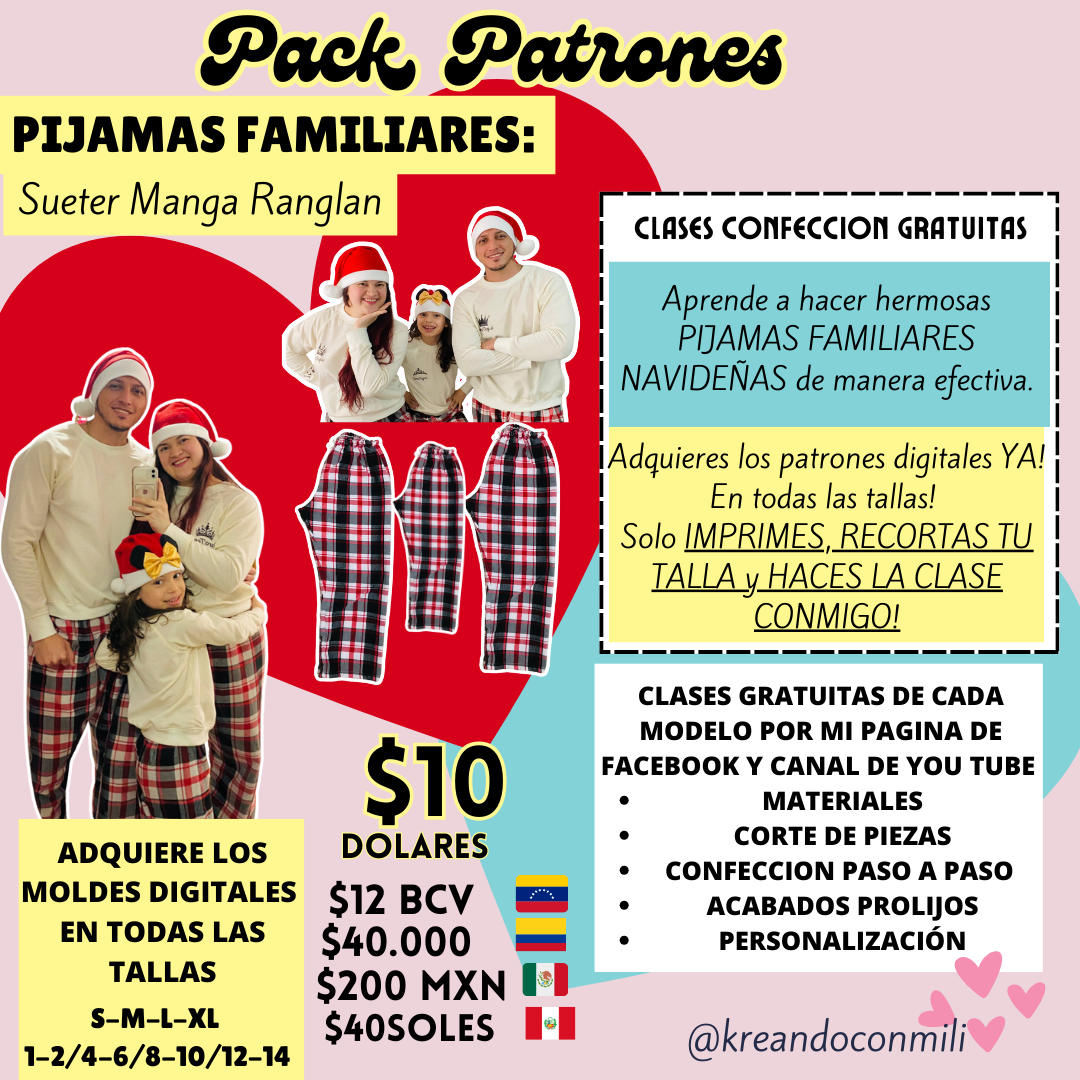 Ca: PIJAMAS FAMILIARES: SUETER MANGA RANGLAN