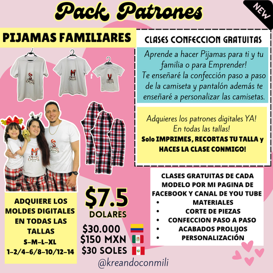 cu PATRONES DIGITALES: PIJAMAS FAMILIARES
