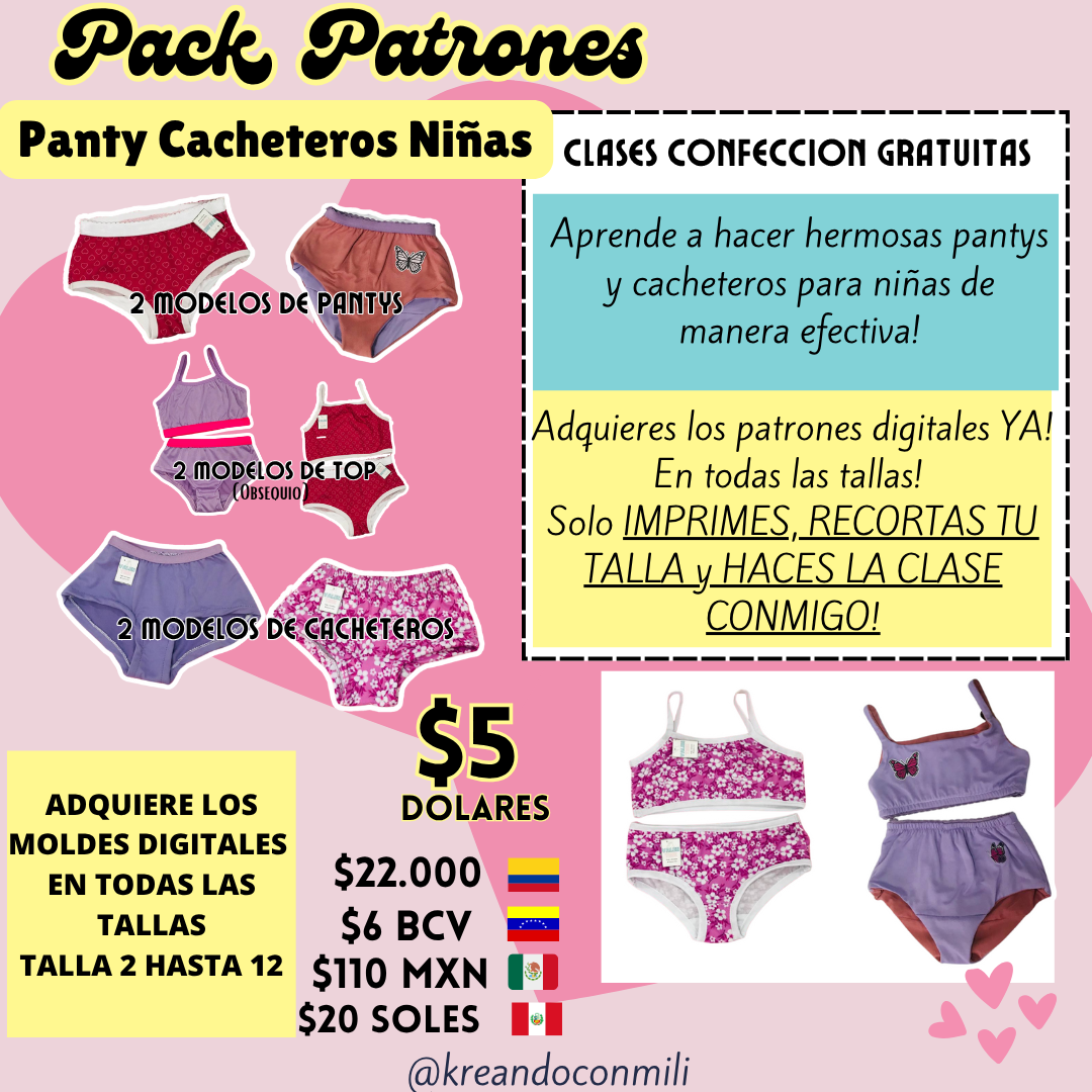 Pack Patrones PANTY-CACHETEROS NIÑAS