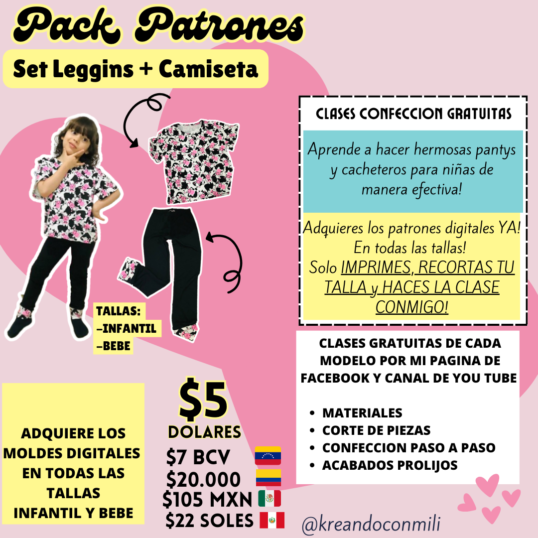 Cu PATRONES DIGITALES: LEGGINS+CAMISETA OVERSIZE