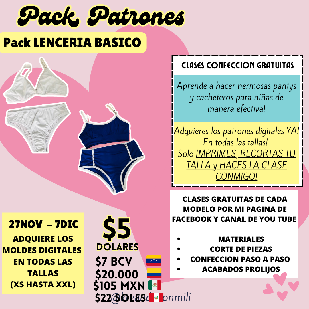 Ci Pack de patrones: LENCERIA BÁSICA (Set Clásico - Set básico)