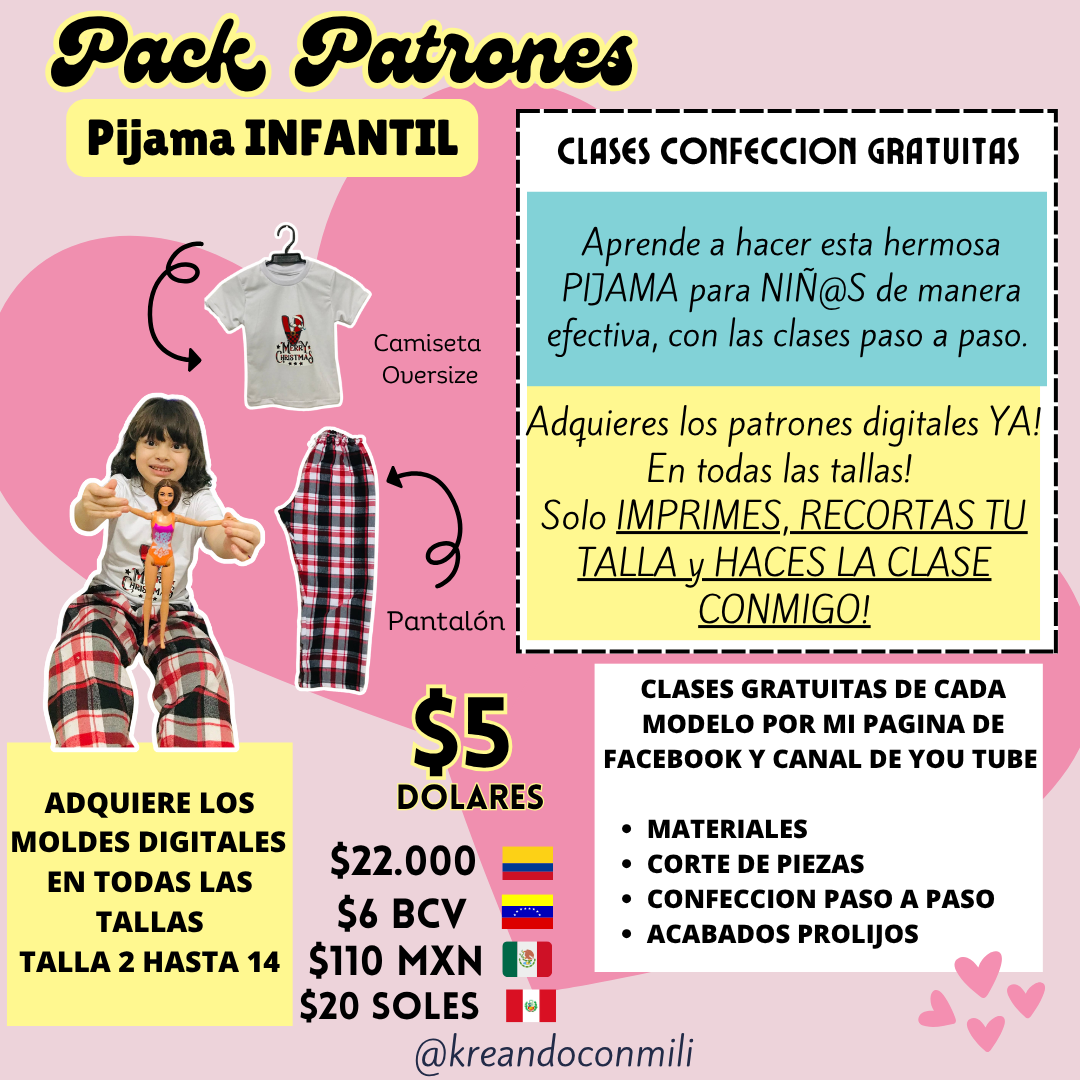 PATRONES DIGITALES: PIJAMA INFANTIL UNISEX