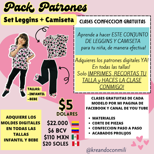 Cu PATRONES DIGITALES: LEGGINS+CAMISETA OVERSIZE