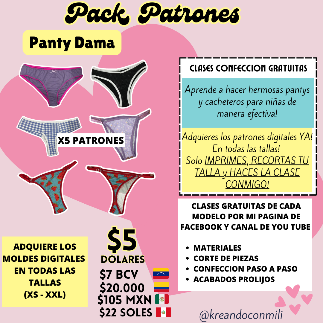 Pack de patrones PANTY DAMA