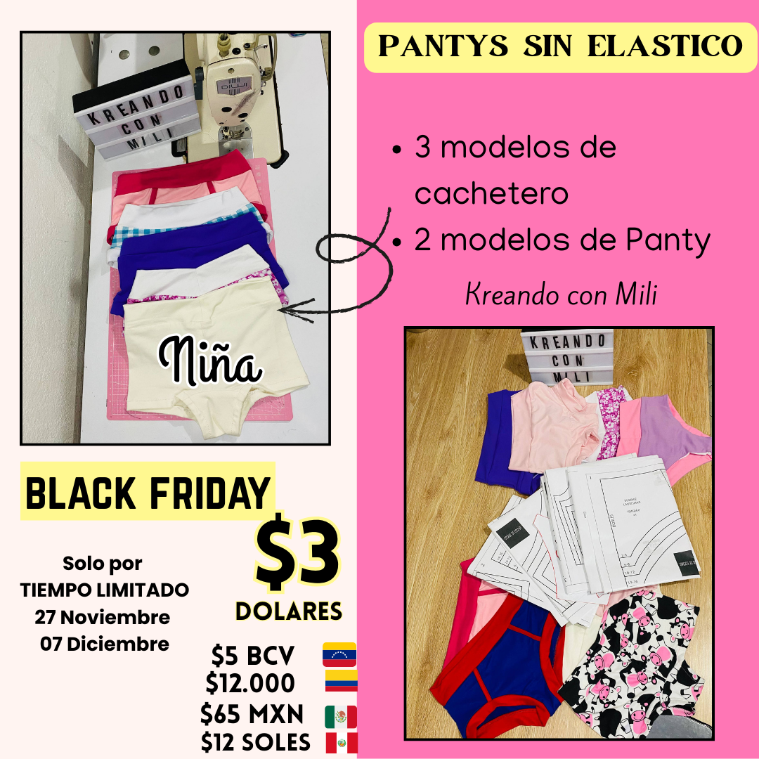 Ca: PATRONES DIGITALES: PANTYLETAS SIN ELASTICOS NIÑA (NUEVO)