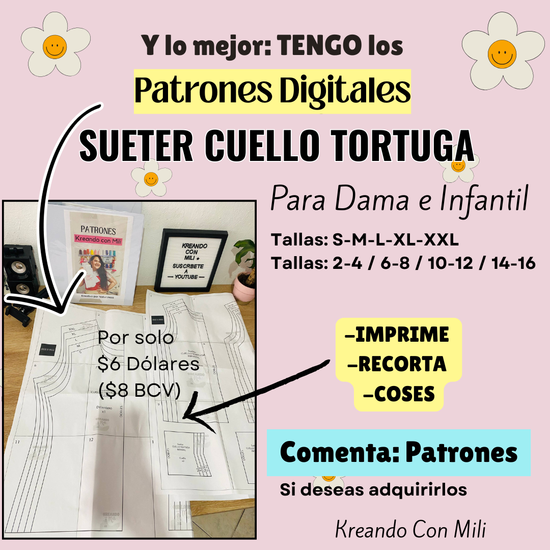 Ca: PATRONES DIGITALES: SUETER CUELLO TORTUGA (DAMA E INFANTIL) NUEVO
