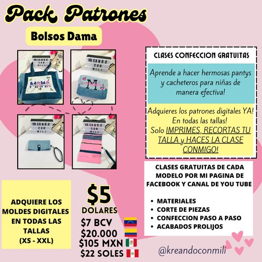 Patrones Digitales BOLSO - COSMETIQUERA - BILLETERA