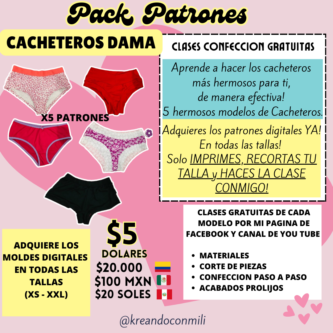 Pack de patrones CACHETEROS DAMA