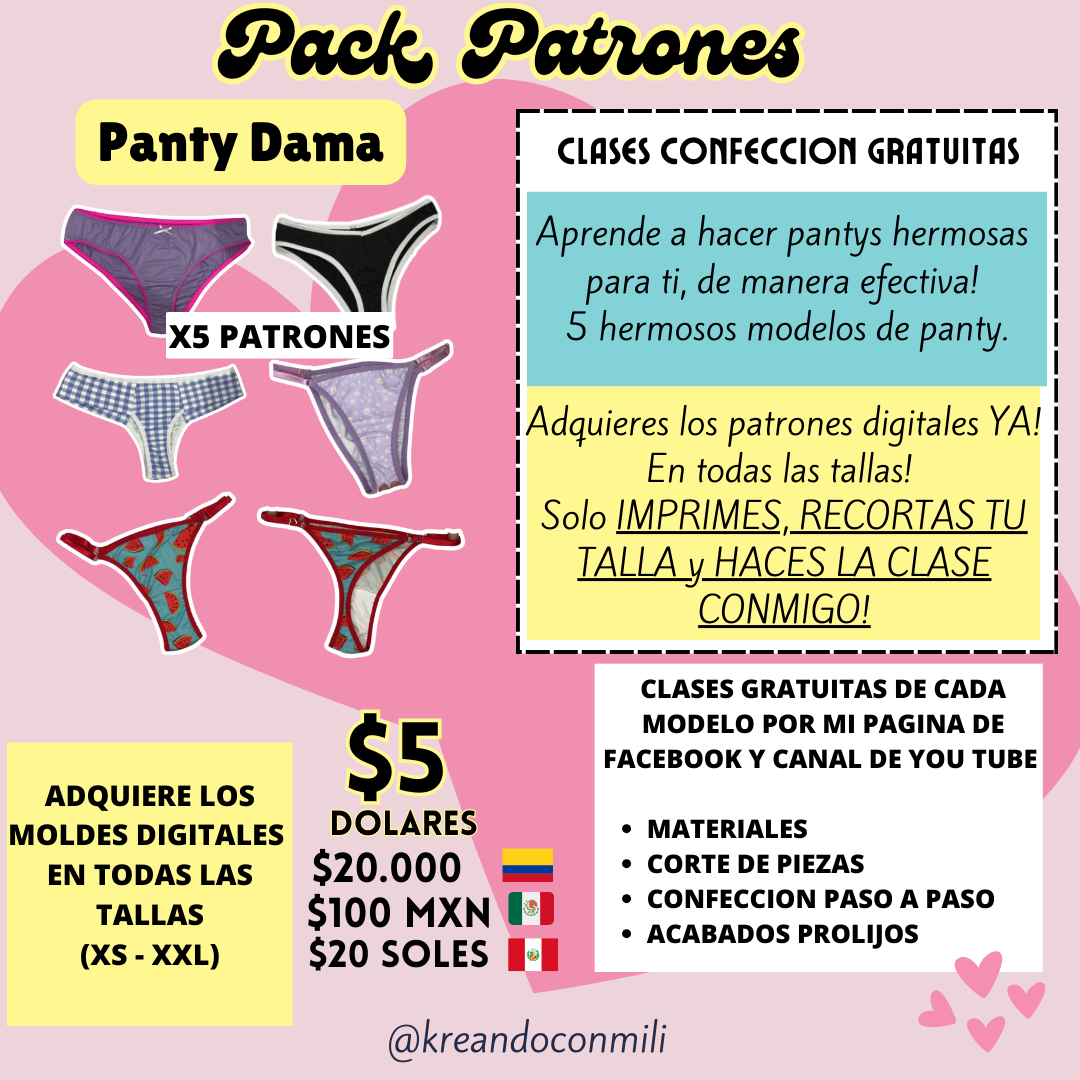 Pack de patrones PANTY DAMA