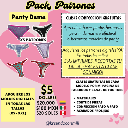 Pack de patrones PANTY DAMA