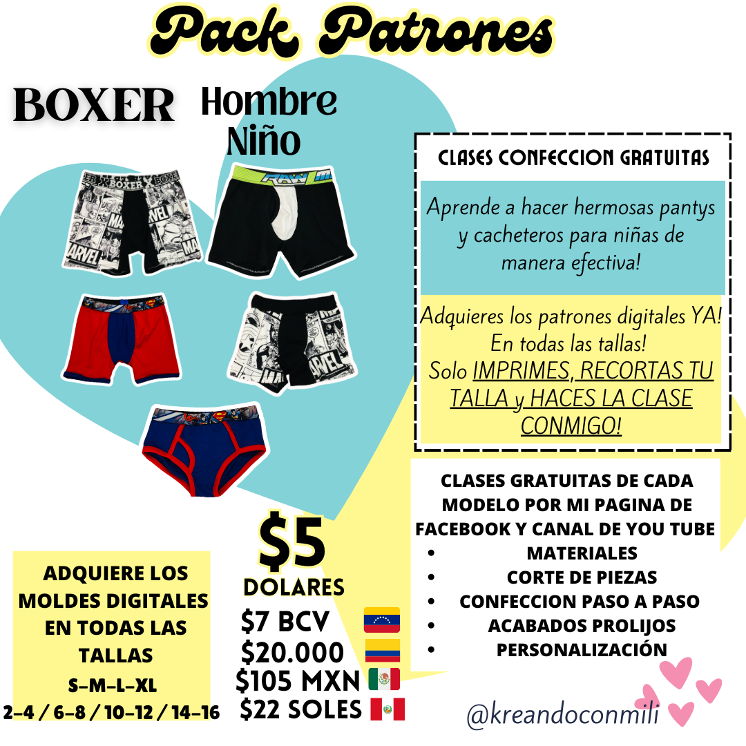 cea PATRONES DIGITALES: BOXER HOMBRE-NIÑO
