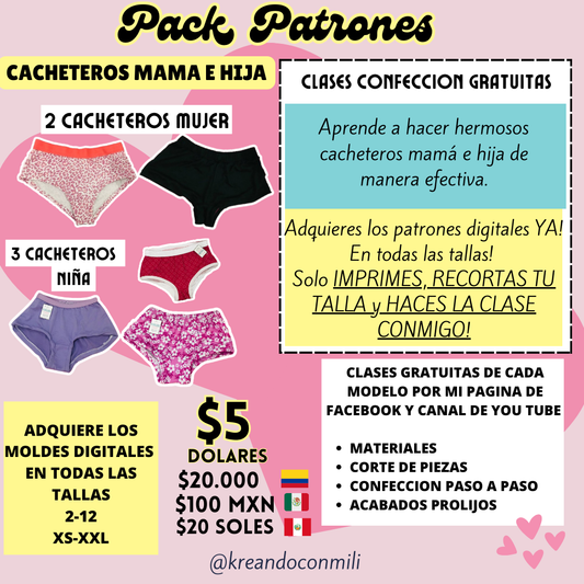 Pack de patrones CACHETEROS MAMA E HIJA