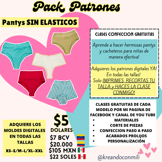ce PATRONES DIGITALES: PANTYS SIN ELÁSTICO DAMA (NUEVO)