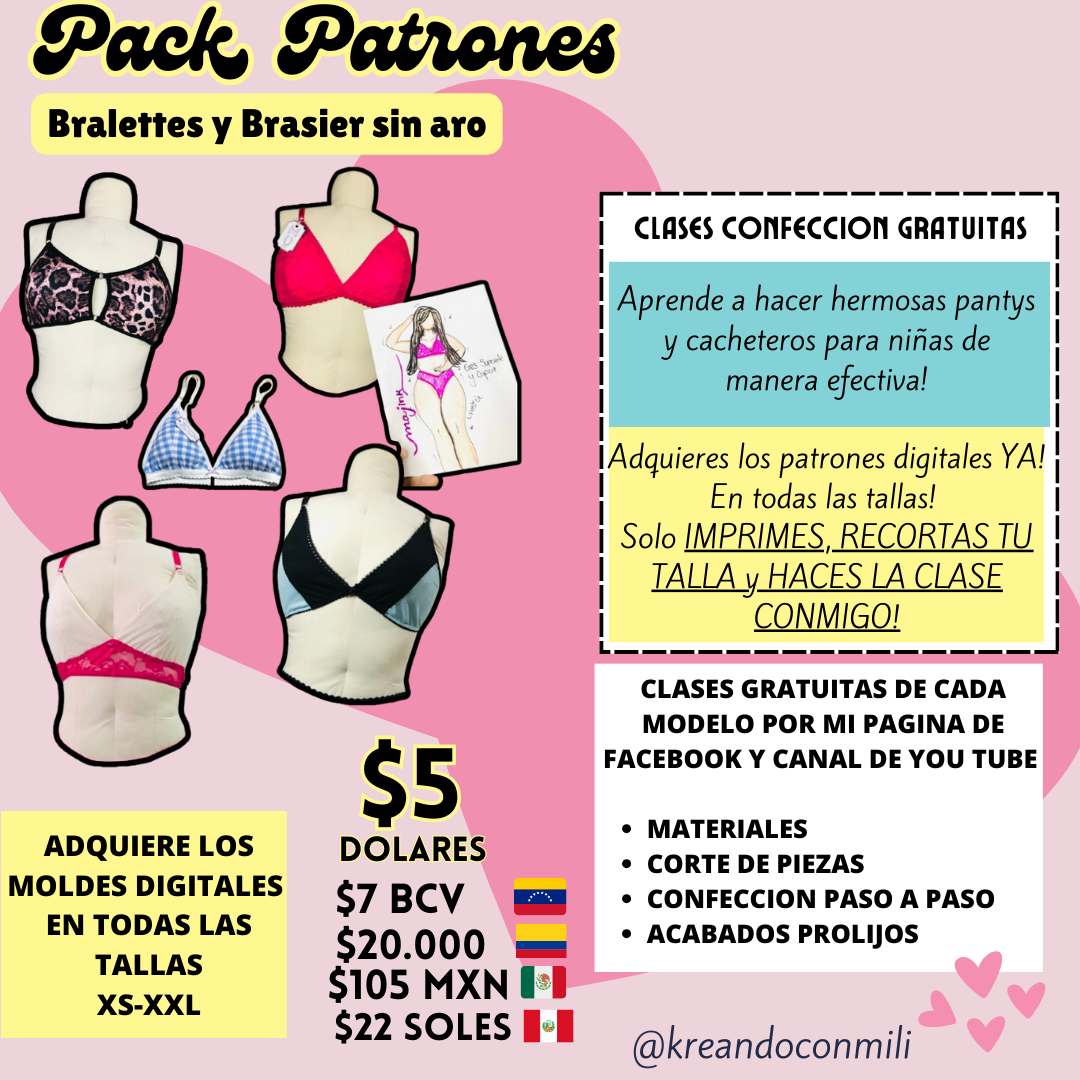 Pack de patrones BRASIERES - BRALETTS (PROMO: MUJER KREATIVA)