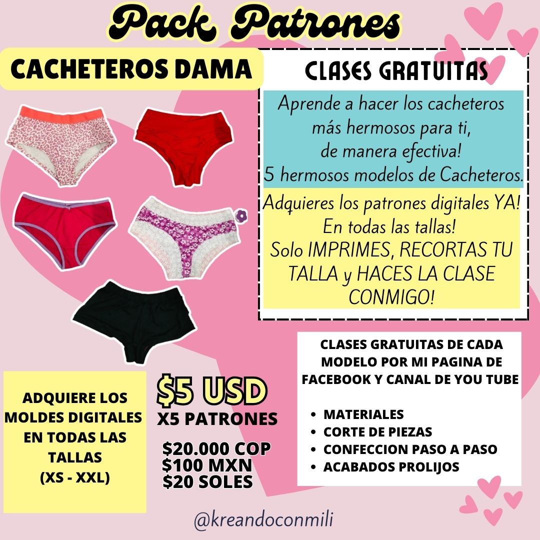 Pack de patrones CACHETEROS DAMA