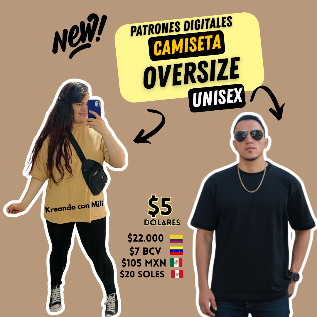 ce PATRONES DIGITALES: Camiseta OVERSIZE HOMBRE (NUEVO)