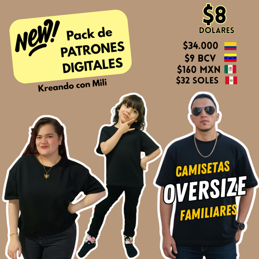 ca PATRONES DIGITALES: Camisetas OVERSIZE FAMILIARES (NUEVO)