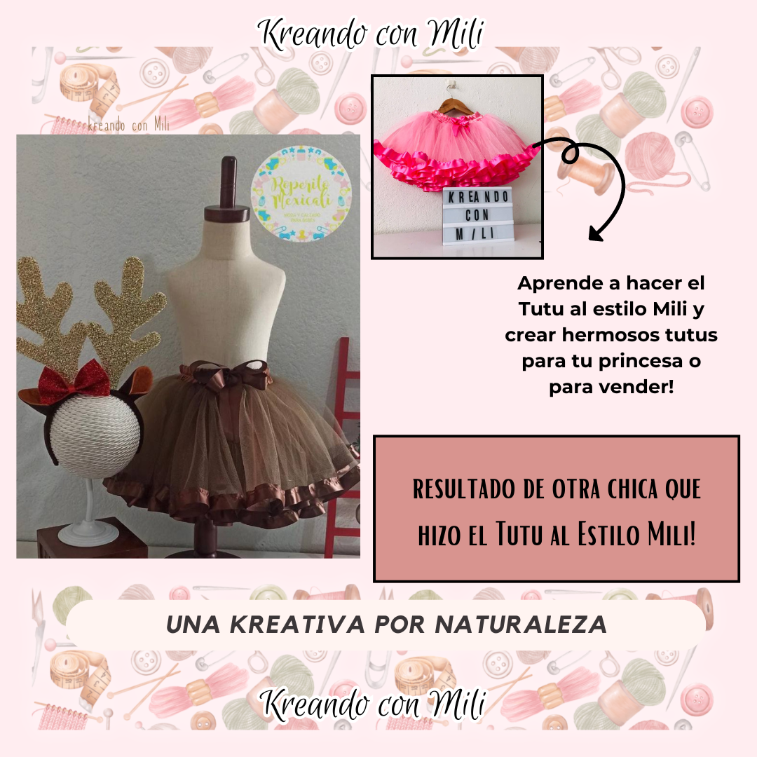 CURSO VIRTUAL: TUTU+DIADEMA DISNEY+BOLSITO ❤+BALACA NUDO+TURBANTE