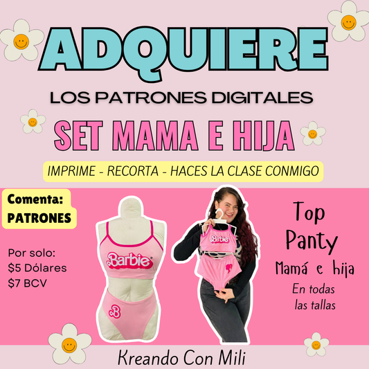 Cae: PATRONES DIGITALES: SET ROPA INTIMA MAMÁ E HIJA