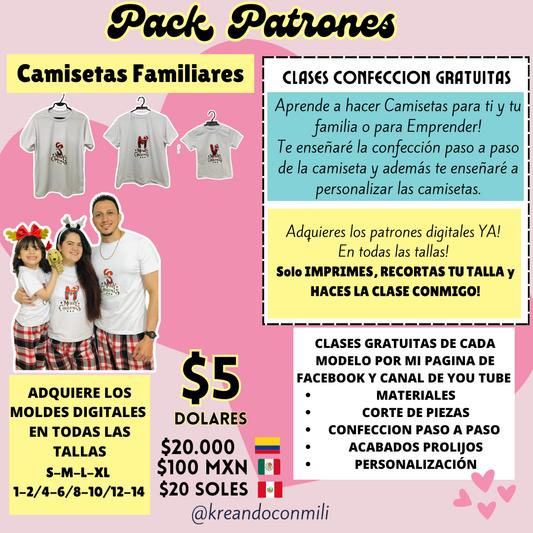 cu PATRONES DIGITALES: CAMISETAS FAMILIARES