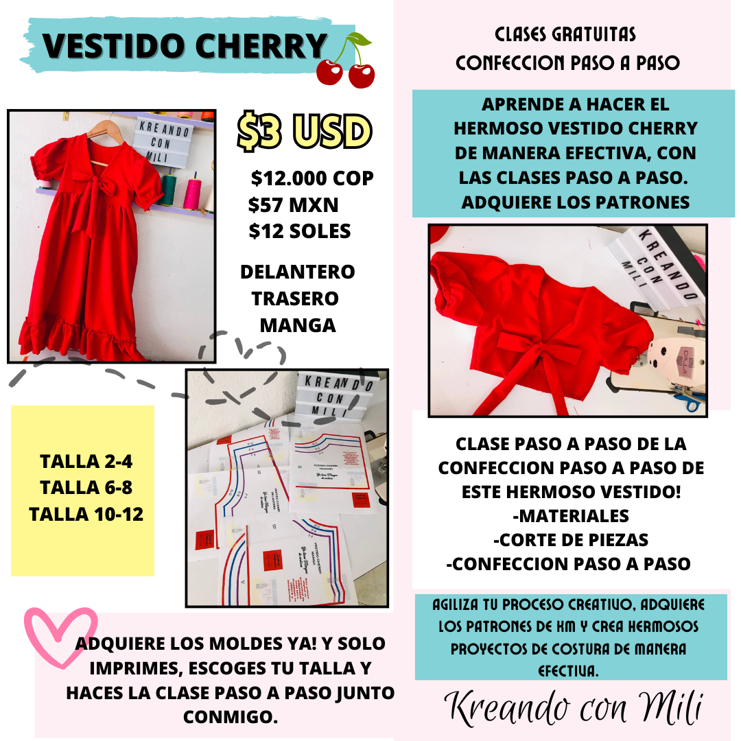 Patrones Digitales VESTIDO NIÑA Cherry ❤